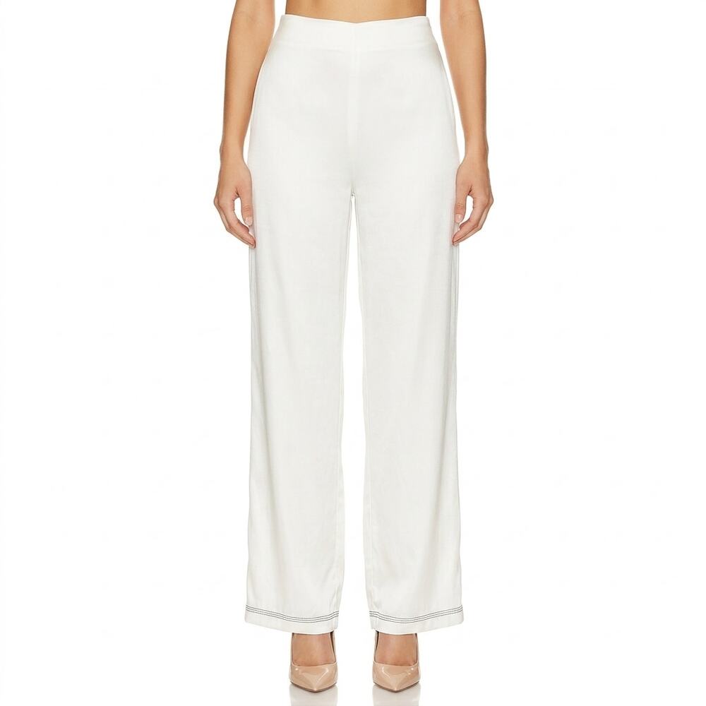 Revolve Bec + Bridge Ivory High Waist Tillie Satin Wide Leg Pants sz 2 NEW Tags